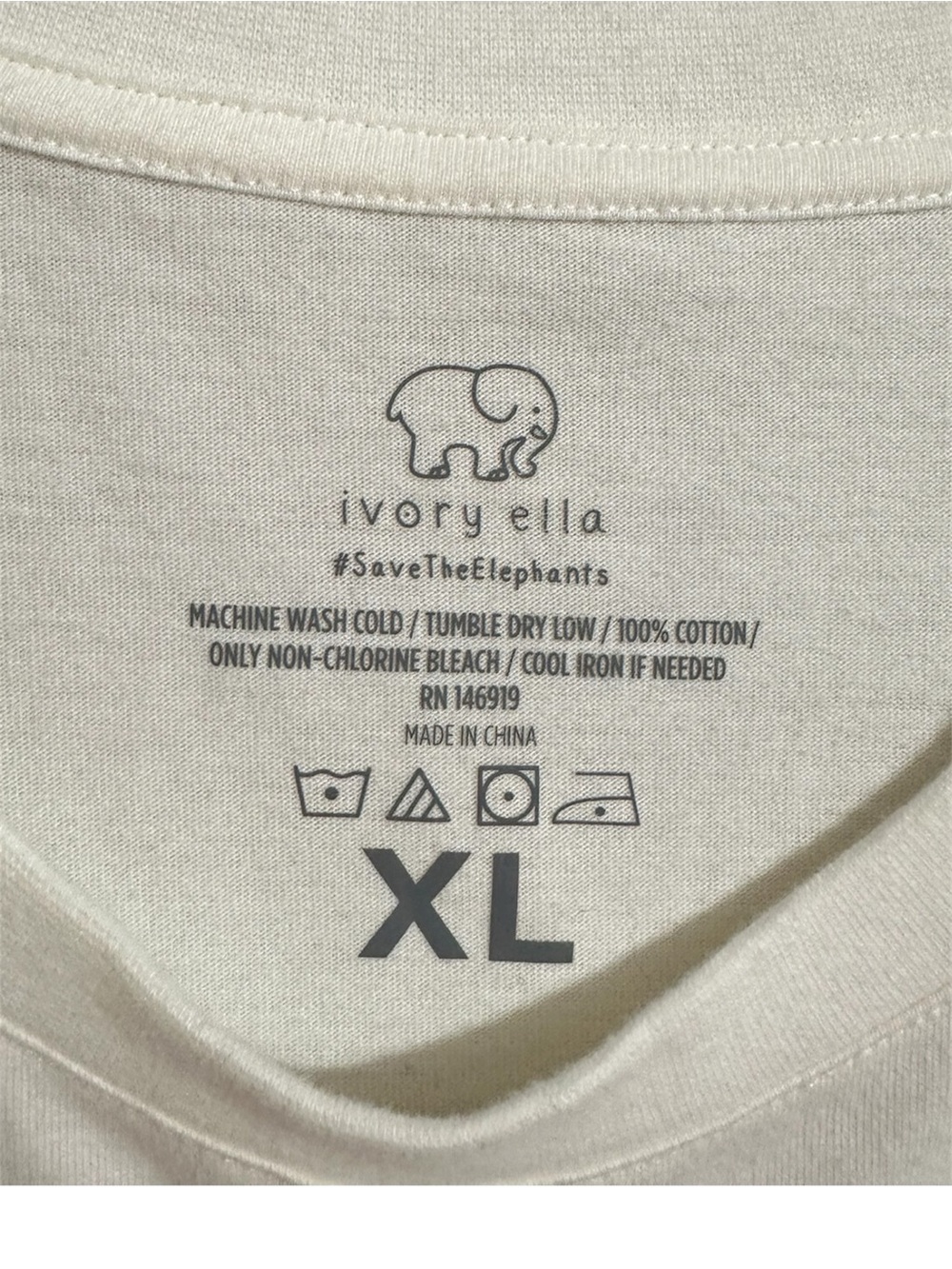 Ivory Ella Elephant T-Shirt Short Sleeve Size XL - Picture 4 of 6